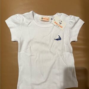 White Short Sleeve Tee with Embroidered Nantucket island